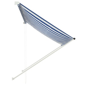 Copertină retractabilă, albastru și alb, 200 x 150 cm - Img 4