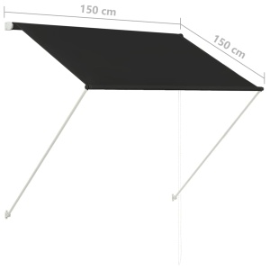 Copertină retractabilă, antracit, 150 x 150 cm - Img 7