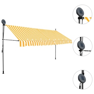 Copertină retractabilă manual cu LED, alb &amp; portocaliu, 400 cm - Img 3