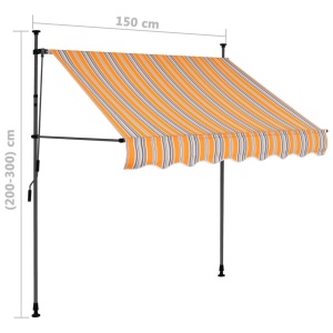 Copertină retractabilă manual cu LED, galben &amp; albastru, 150 cm - Img 7
