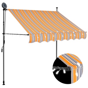 Copertină retractabilă manual cu LED, galben &amp; albastru, 200 cm