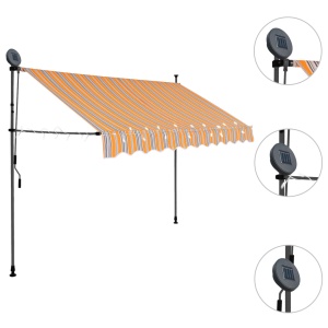 Copertină retractabilă manual cu LED, galben & albastru, 250 cm - Img 3