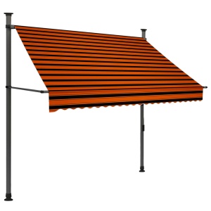Copertină retractabilă manual cu LED, portocaliu &amp; maro, 200 cm - Img 2