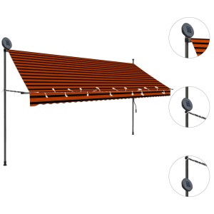Copertină retractabilă manual cu LED, portocaliu & maro, 350 cm - Img 3