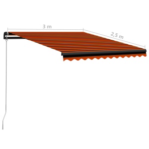 Copertină retractabilă manual LED portocaliu și maro 300x250 cm - Img 10