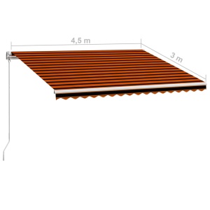 Copertină retractabilă manual, portocaliu &amp; maro, 450 x 300 cm - Img 6