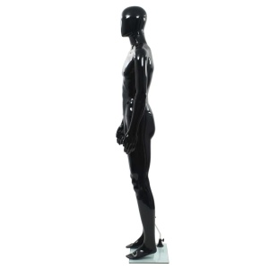 Corp manechin masculin, suport din sticlă, Negru lucios 185 cm - Img 4