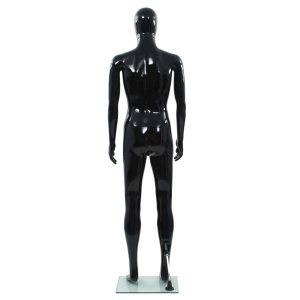 Corp manechin masculin, suport din sticlă, Negru lucios 185 cm - Img 8
