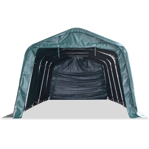 Cort de animale detașabil verde inchis 3,3x8 m PVC 550g/m² - Img 8