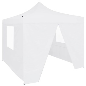 Cort de petrecere pliabil cu 4 pereți, alb, 2 x 2 m, oțel
