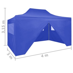 Cort de petrecere pliabil cu 4 pereți, albastru, 3 x 4 m, oțel - Img 11