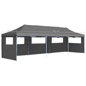 Cort petrecere pliabil cu 5 pereți laterali, antracit, 3 x 9 m - Img 10