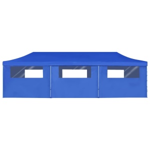 Cort petrecere pliabil cu 8 pereți laterali, albastru, 3 x 9 m - Img 5