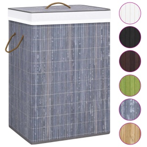 Coș de rufe din bambus, gri, 72 L - Img 2