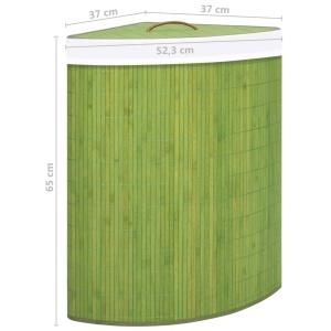 Coș de rufe din bambus, pentru colț, verde, 60 L - Img 7