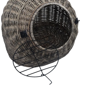 Coș de transport pisici, gri, 45 x 35 x 35 cm, răchită naturală - Img 6