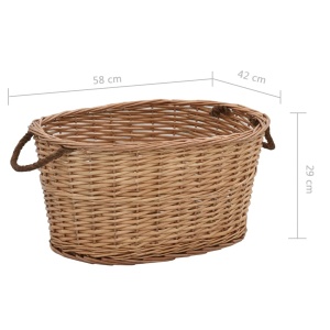 Coș lemne foc mânere de transport natural 58x42x29 cm salcie - Img 7