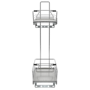 Coș sârmă bucătărie retractabil 2 rafturi argintiu 47x15x54,5cm - Img 5
