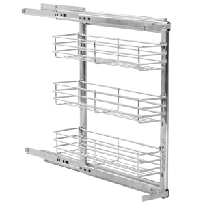 Coș sârmă bucătărie retractabil 3 niveluri argintiu 47x15x56 cm - Img 8