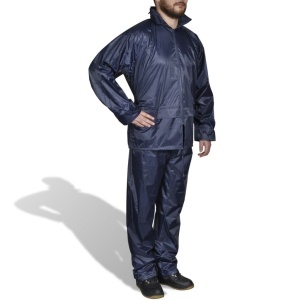 Costum ploaie bărbați 2 piese cu glugă Bleumarin M