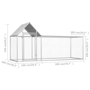 Coteț de găini, 3 x 1 x 1,5 m, oțel galvanizat - Img 5