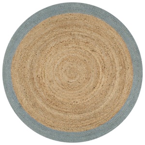 Covor manual cu margine măslinie, 120 cm, iută