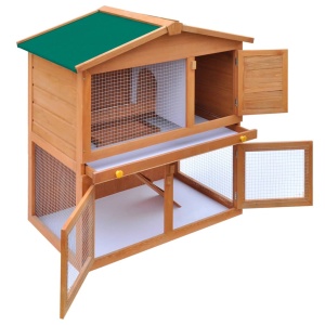 Cușcă de exterior iepuri cușcă adăpost animale mici 3 uși lemn - Img 3