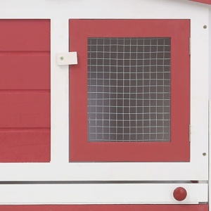 Cușcă exterior pentru iepuri mare roșu&amp;alb 204x45x85 cm lemn - Img 7