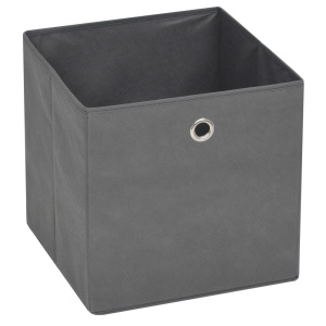 Cutii de depozitare, 10 buc, material nețesut, 32x32x32 cm, Gri - Img 4
