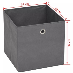 Cutii de depozitare, 4 buc, material nețesut, 32x32x32 cm, Gri - Img 6