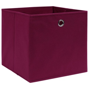 Cutii depozitare, 10 buc., roșu inchis, 32x32x32 cm, textil - Img 3