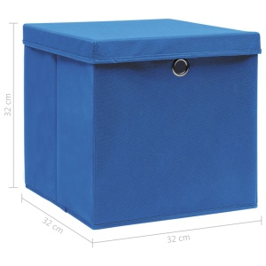 Cutii depozitare cu capace 10 buc. albastru 32x32x32 cm textil - Img 5