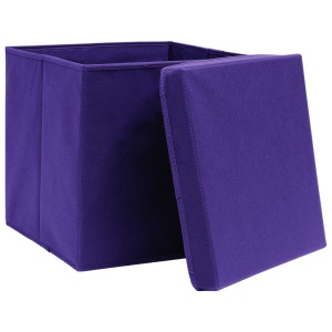 Cutii depozitare cu capace, 10 buc., violet, 32x32x32cm, textil - Img 4