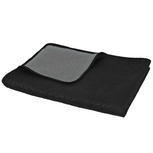Cuvertură matlasată cu două fețe, 170x210 cm, gri și negru - Img 4