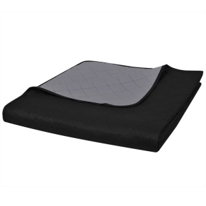 Cuvertură matlasată cu două fețe, 230 x 240 cm, negru/gri - Img 4
