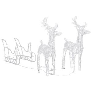 Decorațiune de Crăciun reni și sanie 240 leduri 130 cm acrilic - Img 2