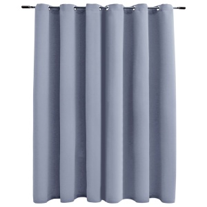 Draperie opacă cu inele metalice, gri, 290 x 245 cm - Img 2