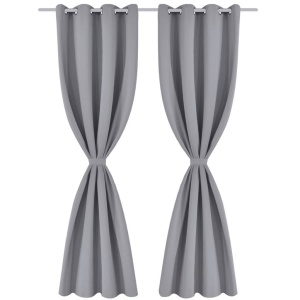 Draperie opacă, ocheți metalici, 270 x 245 cm, gri - Img 3
