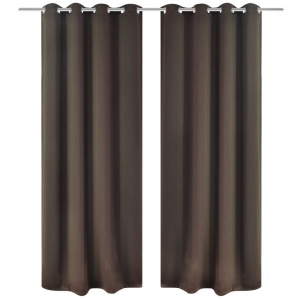Draperie opacă, ocheți metalici, 270 x 245 cm, maro - Img 2