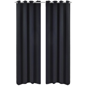 Draperie opacă, ocheți metalici, 270 x 245 cm, negru - Img 2