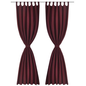 Draperii micro-satin cu bride, 140 x 175 cm, bordo, 2 buc. - Img 2