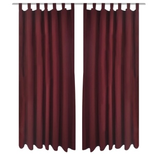 Draperii micro-satin cu bride, 140 x 245 cm, bordo, 2 buc.