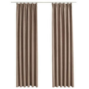 Draperii opace cu cârlige, 2 buc., gri taupe, 140 x 175 cm - Img 2