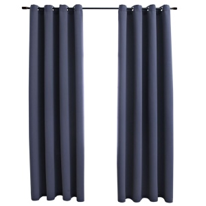 Draperii opace cu inele metalice, 2 buc, antracit, 140 x 225 cm - Img 2