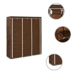 Dulap cu bare și compartimente, maro, 150x45x175 cm, textil - Img 4
