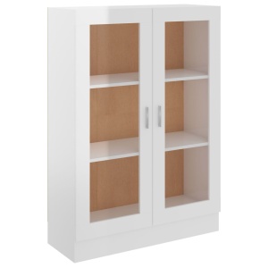 Dulap cu vitrină, alb extralucios, 82,5 x 30,5 x 115 cm, PAL - Img 2