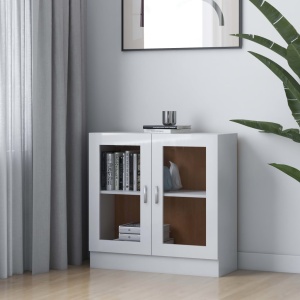Dulap cu vitrină, alb extralucios, 82,5 x 30,5 x 80 cm, PAL