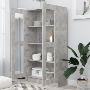 Dulap cu vitrină, gri beton, 82,5 x 30,5 x 150 cm, PAL - Img 3