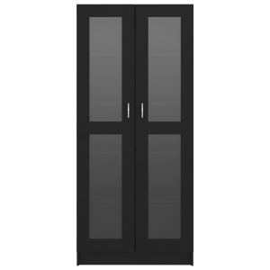 Dulap cu vitrină, negru, 82,5 x 30,5 x 185,5 cm, PAL - Img 5