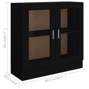 Dulap cu vitrină, negru, 82,5 x 30,5 x 80 cm, PAL - Img 7